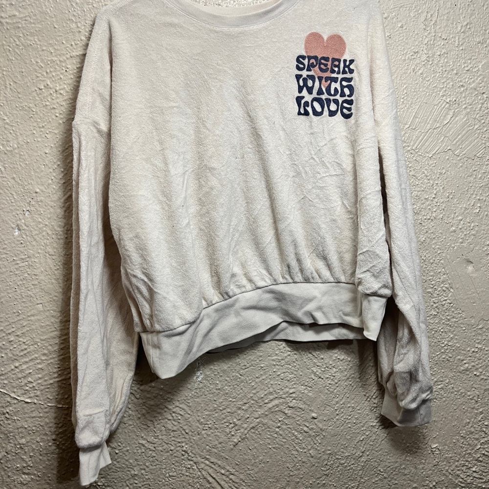 Cream Sweatshirt with Graphic Print